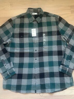 Sonoma Men's Teal, Gray & Black Plaid Button-Down Shirt